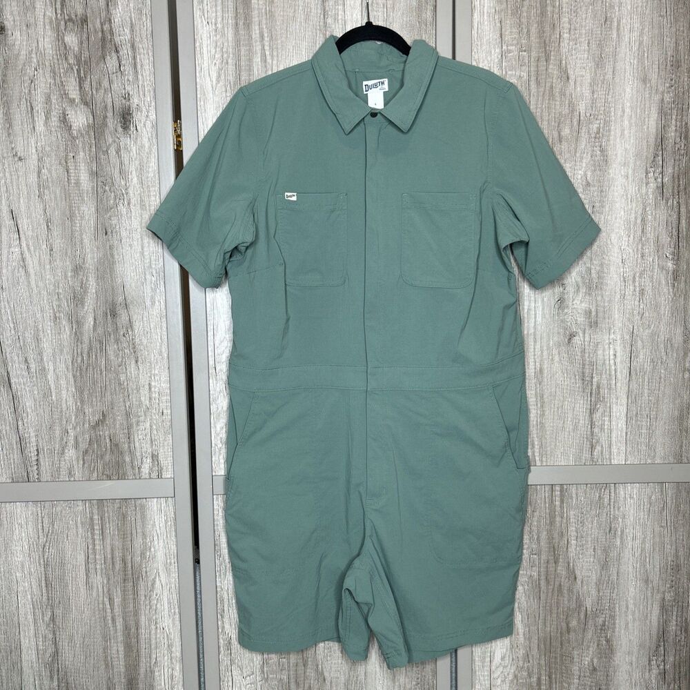 Duluth Trading Co Green Short-Sleeve Romper Jumpsuit